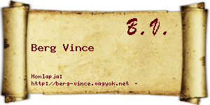 Berg Vince névjegykártya